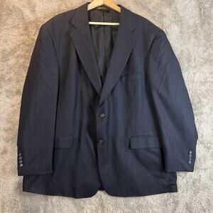 Saks Navy Blue Blazer Sport Coat Suit Jacket Men's 2 Button 50R 50
